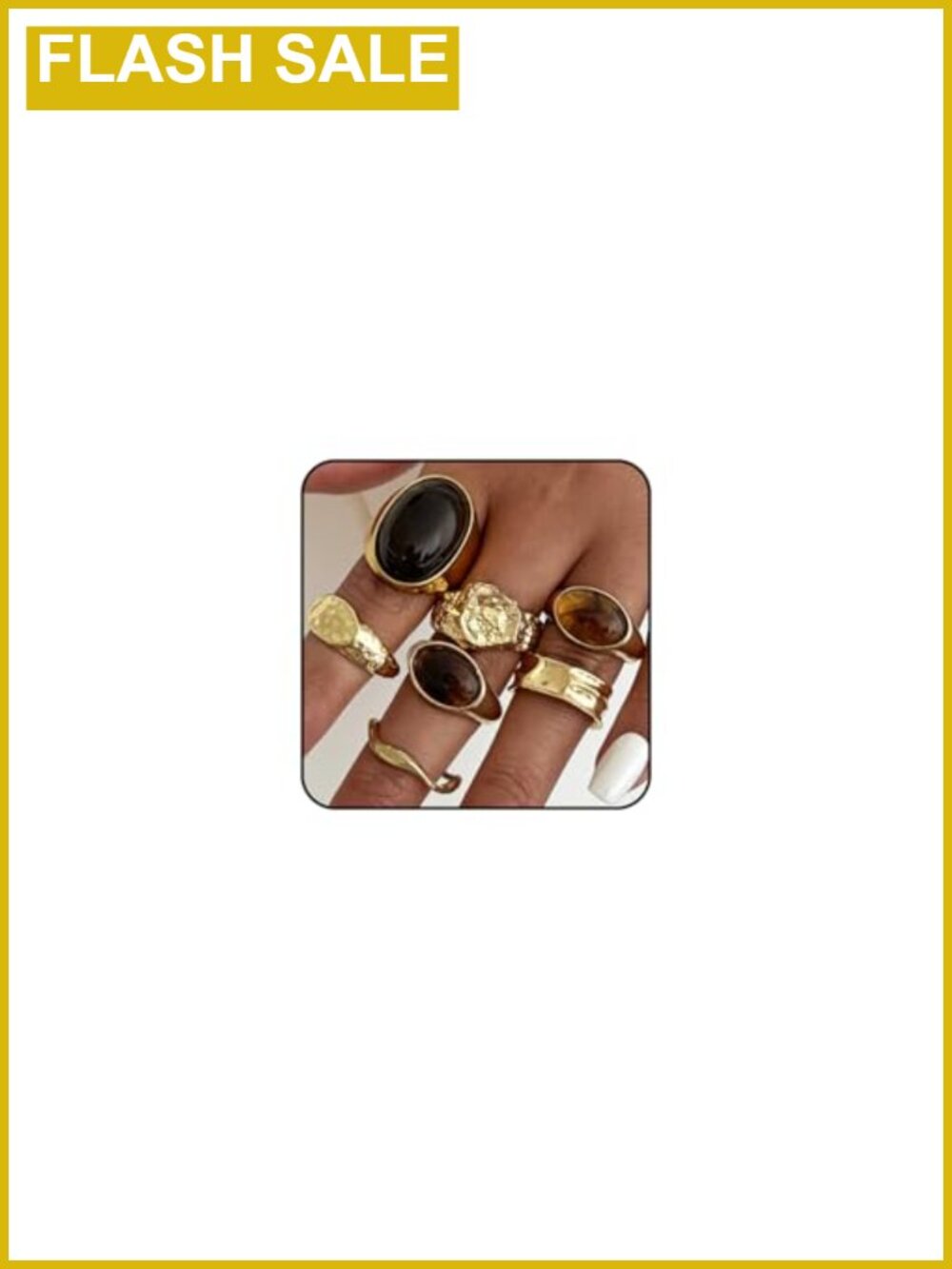 Chunky Gold Big Ring Set for Women Vintage Boho Stacking Dome Statement Jewelry